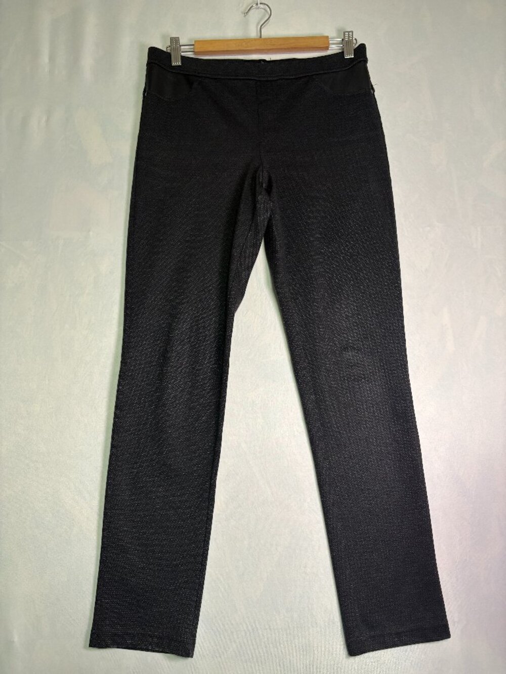 DKNY Jeans Women's M Charcoal Grey Textured Skinny Pull On Pants Faux Leather